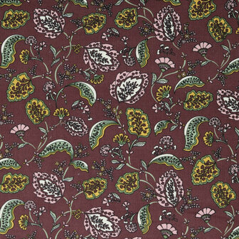 Ribfluweel - Flower - Aubergine