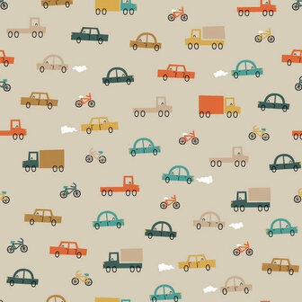 Poplin - Cars Traffic - Beige