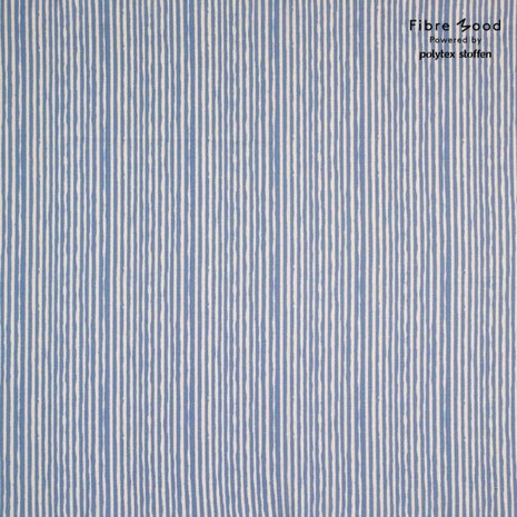 Viscose Linnen - Stripes - Blauw/Ecru