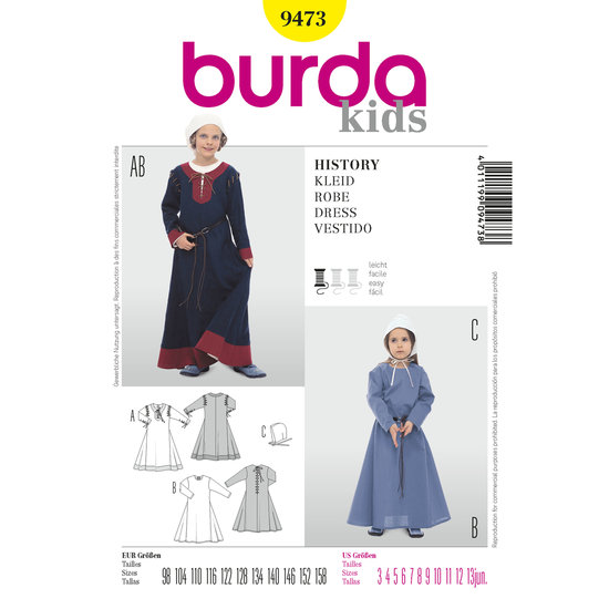 Burda Patroon 9473 - Historische Jurk