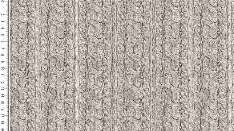 French Terry - Printed Cable - Beige