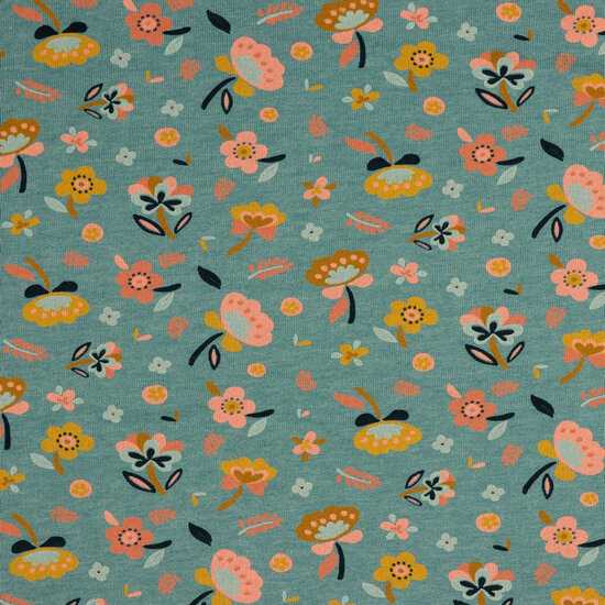 Sweat - Flowers - Gemeleerd Blauw