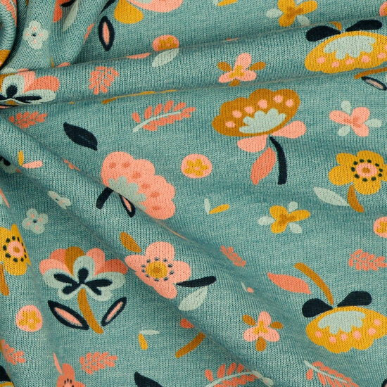 Sweat - Flowers - Gemeleerd Blauw
