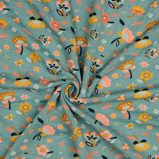 Sweat - Flowers - Gemeleerd Blauw