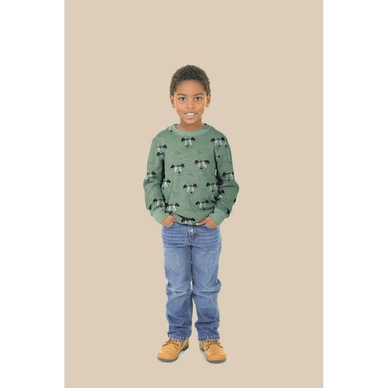 Coupon 0.45m - Sweat - Dogs - Gemeleerd Donkermunt