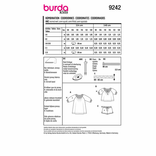 Burda Patroon 9242 - Jurk, Bloes en Short