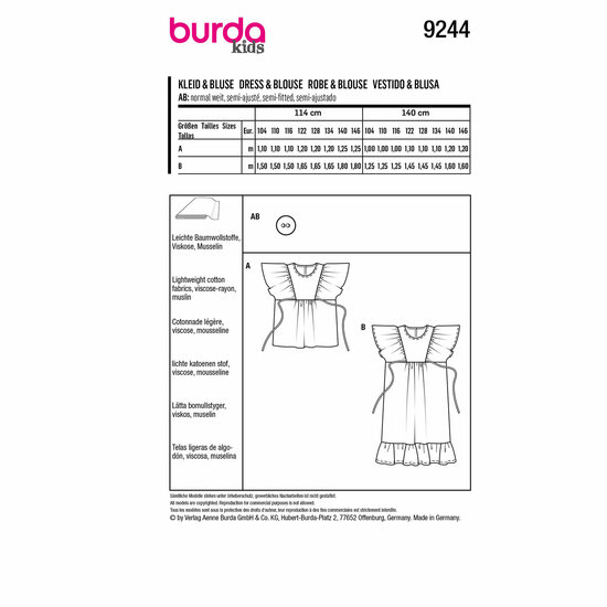 Burda Patroon 9244 - Jurk en Bloes