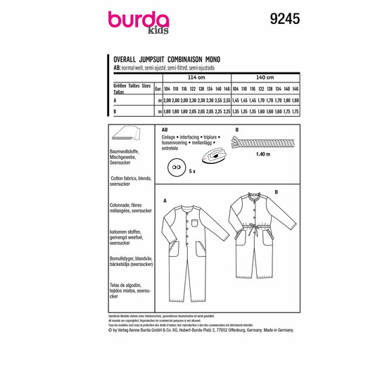 Burda Patroon 9245 - Jumpsuit