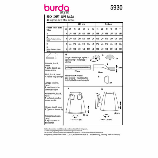 Burda Patroon 5930 - Rok