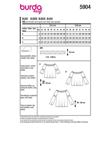 Burda Patroon 5904 - Bloes