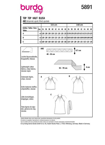 Burda Patroon 5891 - Topje