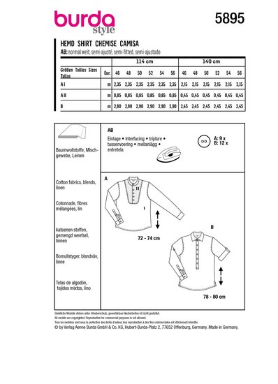 Burda Patroon 5895 - Hemd