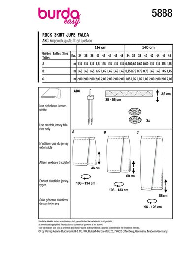 Burda Patroon 5888 - Rok