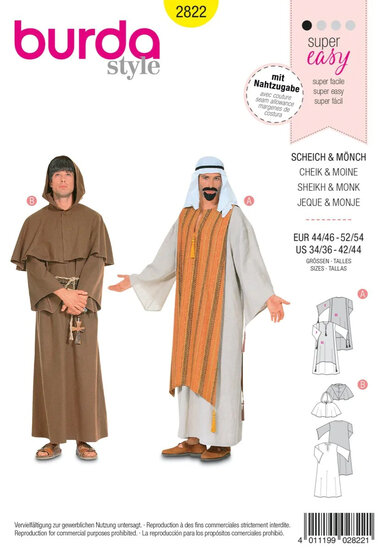 Burda Patroon 2822 - Sheik en Monnik