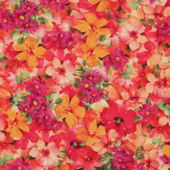 Viscose - Digital Flowers - Blush