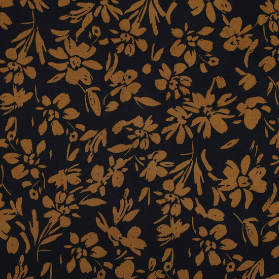 Coupon 0.6m - Viscose Stretch - Flowers - Navy
