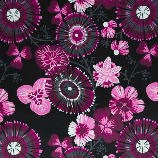 Softshell - Flowers - Zwart-Roze