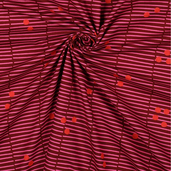 Poplin - Broken Stripe - Kersrood-Roze