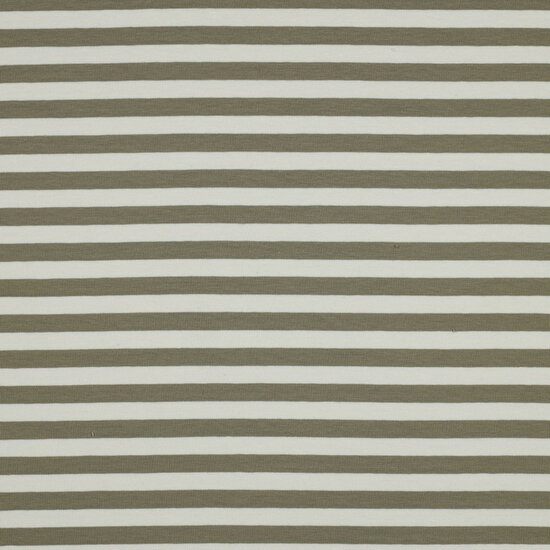 French Terry - Yarn Dyed Stripes - Kaki-Ecru