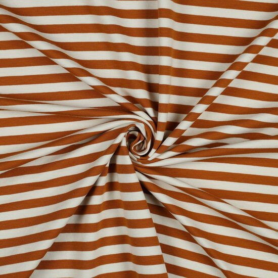 French Terry - Yarn Dyed Stripes - Lichtbruin-Ecru