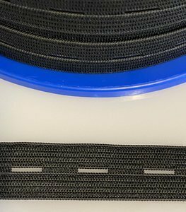 Knoopsgatelastiek 15mm, kleur zwart