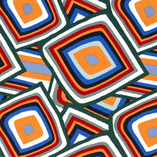 Viscose Jersey Squares multicolor Groen