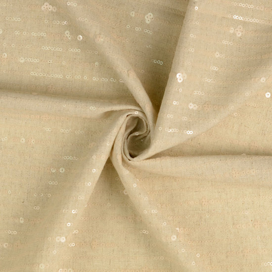Viscose Linnen Pailletten Beige
