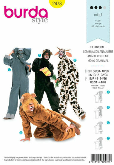 Burda Patroon 2478 - Olifant, Beer, Koe en Leeuw