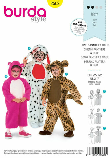 Burda Patroon 2502 - Hond, Panter en Tijger