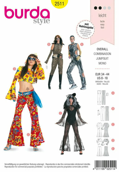 Burda Patroon 2511 - Spacegirl, Wildcat, Spider en Hippie