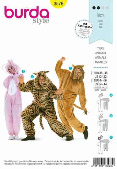 Burda Patroon 3576 - Varken, Tijger en Leeuw