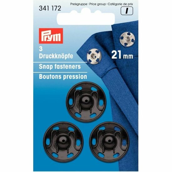 Prym Aannaaidrukknoop Zwart 21mm