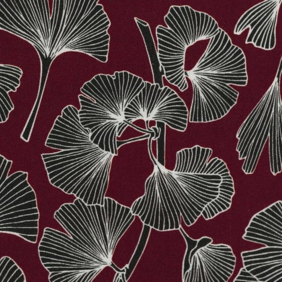 Viscose Pauline Bladeren Bordeaux