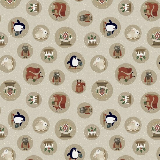 Poplin Happy Christmas Beige