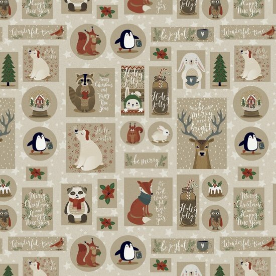 Poplin Happy Christmas Beige