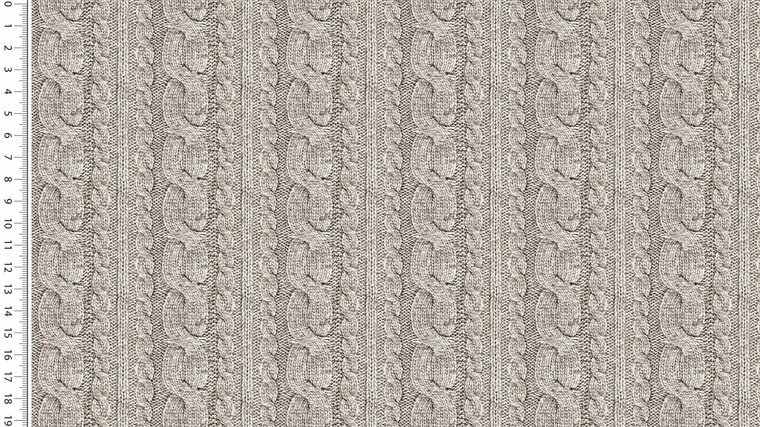 French Terry - Printed Cable - Beige