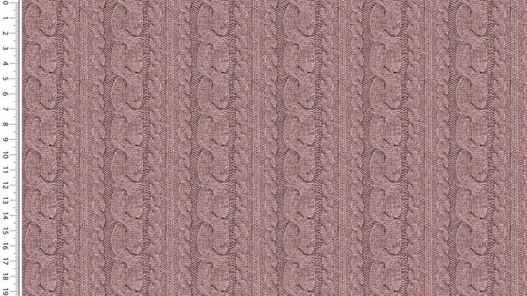 French Terry - Printed Cable - Roze