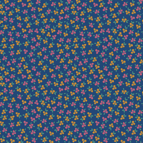 Jersey - Little Flowers - Kobalt