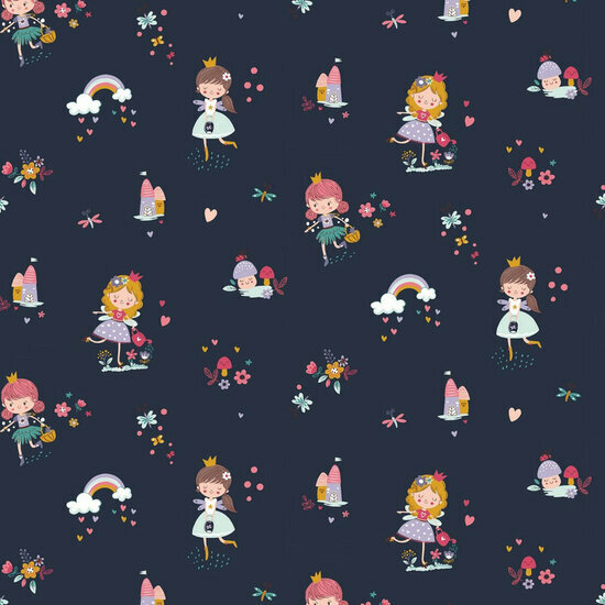 Poplin - Princess Garden - Navy