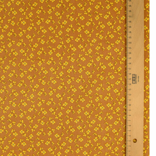 Viscose - Bloemetjes - Mosterdgeel