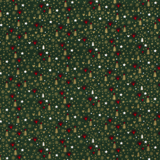 Poplin - Kerstbomen Foil - Groen