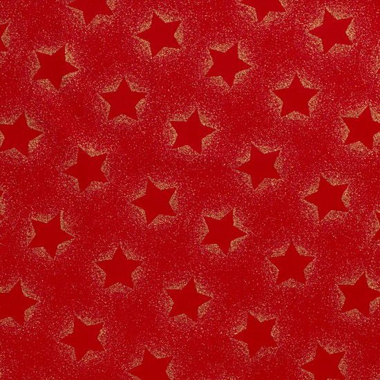 Poplin - Kerst Sterren Foil - Rood