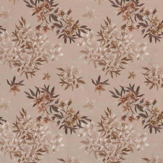 Jersey - Bloemen - Beige