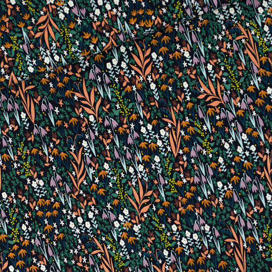 Canvas Gabardine Twill - Tiny Flowers - Zwart