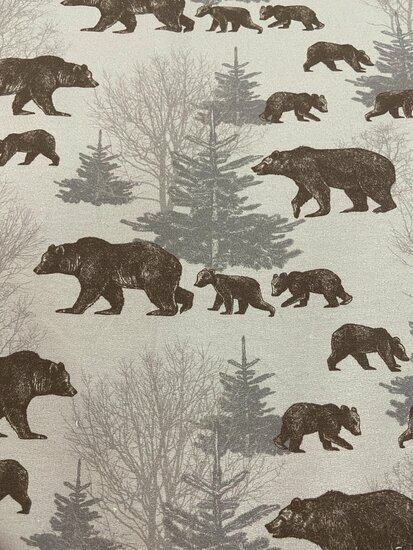 French Terry - Digital Toff Bears - Grijs/Beige