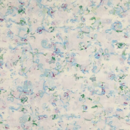 Viscose - Stickerei - Blauw