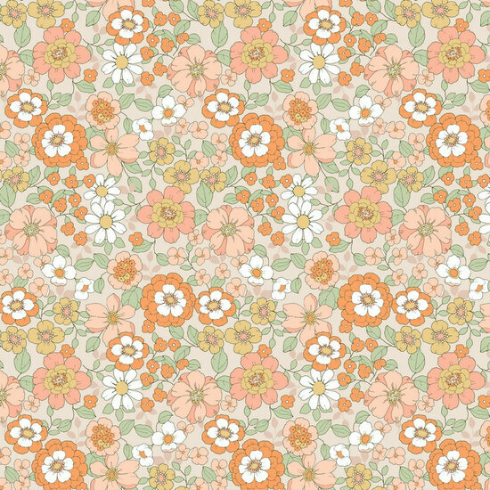 Poplin - Flowers - Zalmroze