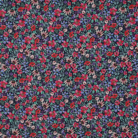 Poplin - Small Flowers - Navy