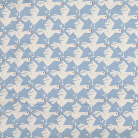 French Terry - Birds - Lichtblauw