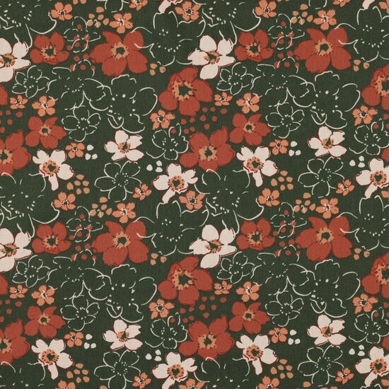 Poplin - Wild Flowers - Legergroen
